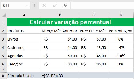 Como Calcular a Variação Percentual no Excel Tudo Excel