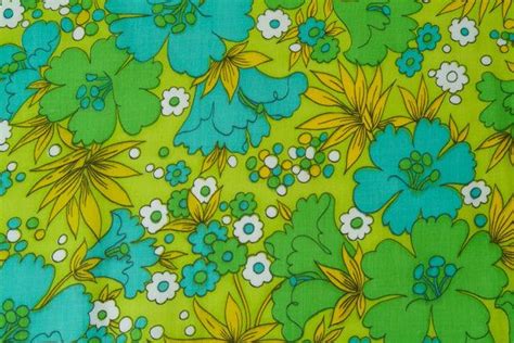 1960s Mod Cotton Green Floral Fabric Etsy Pattern Art Retro