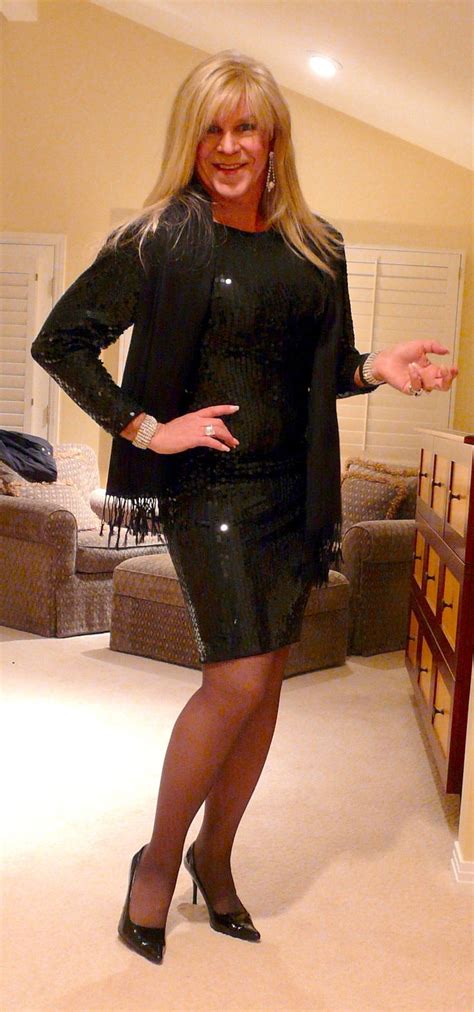 jennifer merrill beautiful drag queen crossdresser wearing black sequins trans