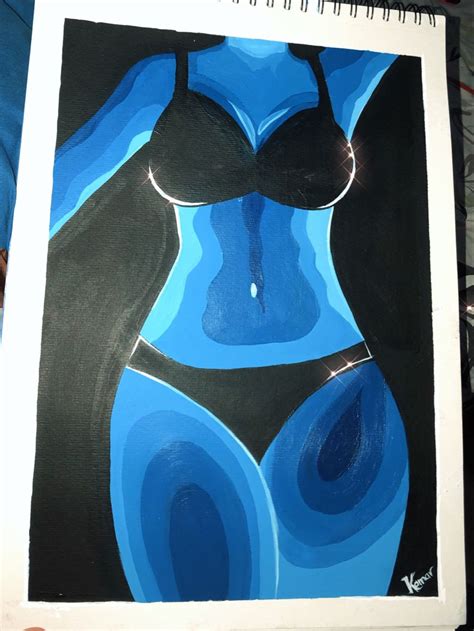 Thermal Blue Body Art Body Art Painting Mini Canvas Art Small