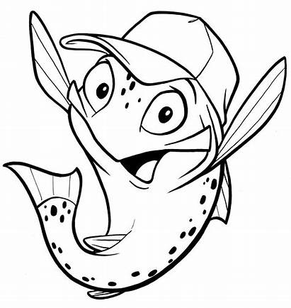 Trout Cartoon Drawings Outline Mike Drawing Fish