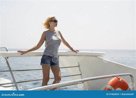 Woman On The Boat Stock Image Image Of Lifestyle Happy