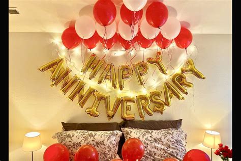 Beautiful Anniversary Special Balloon Decoration With Happy Anniversary