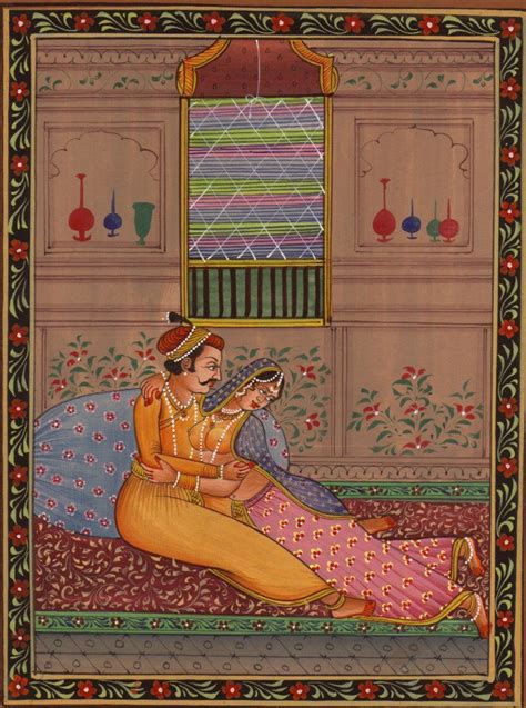 Mughal Miniature Artwork Handmade Moghul Harem Erotic Watercolor Paper