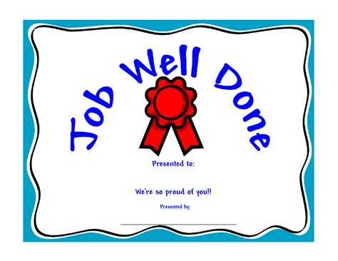 Job Well Done Certificate Template Printable
