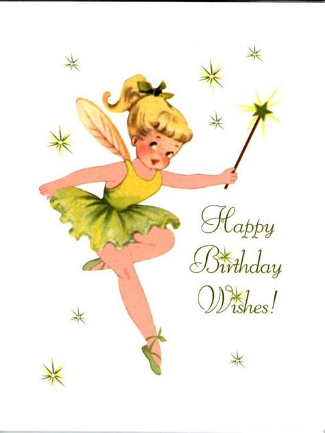 It measures approximately 10.5 x 8.5 cm great for framing, scrapbooking, decoupage, mixed media, gift tags, collages etc. Vintage Fairy Happy Birthday Wishes Card - A Stationery ...