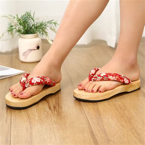 unisex geta flip flops japanese chinese round toe clogs paulownia beach wooden slippers anime