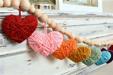 Multicolored Yarn Heart Garland A Wonderful Thought