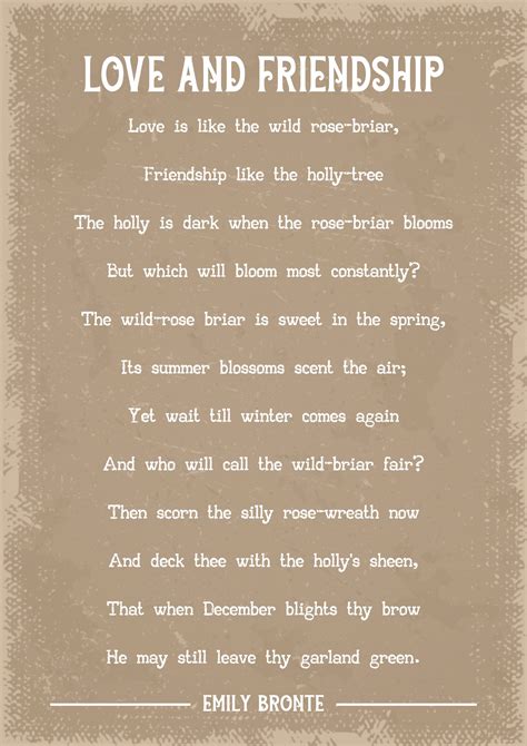 Emily Bronte Love and friendship poem art print | Etsy