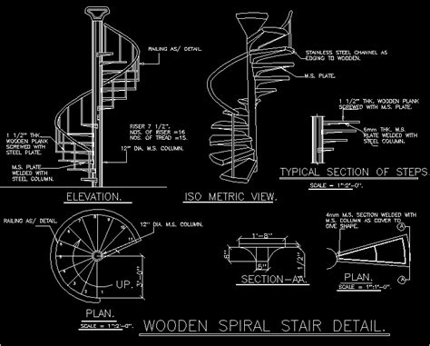 Spiral Staircase Dwg Section For Autocad • Designs Cad