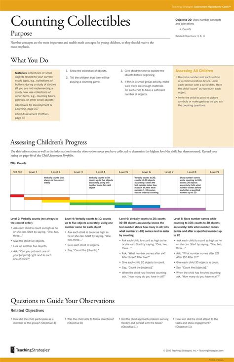 Printable Teaching Strategies Gold Objectives Checklist Printable