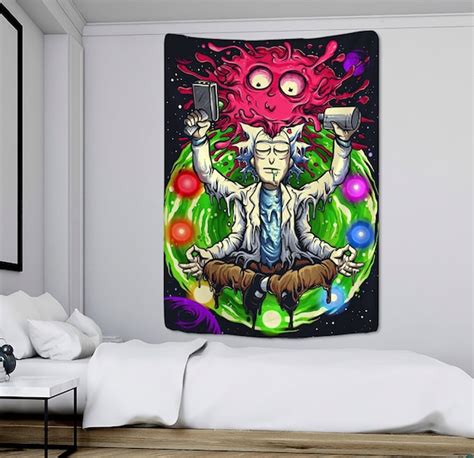 Trippy Rick And Morty Portal Poster Large Cartoon Wall Art Etsy