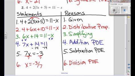 Algebraic Proofs Worksheet With Answers