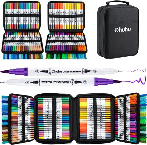 Amazon Com Ohuhu Water Based Brush Markers Dual Tips Colors Art Markers Set Coloring