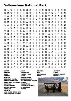 Download and print the worksheets to do puzzles, quizzes and lots of other fun activities in english. Yellowstone National Park Word Search by Steven's Social ...