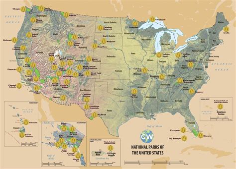 Us Map Of National Parks Verjaardag Vrouw 2020