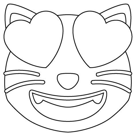 Smiling Cat With Heart Eyes Emoji Coloring Page Colouringpages