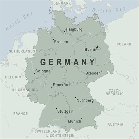 Germany : Illustrated Map Of Germany With Cities Display Poster