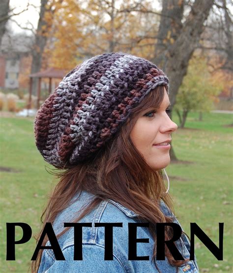 Super Easy Crochet Hat Pattern Simple Crochet Slouchy Beanie Adult Hat Pattern 5 00 Via Etsy
