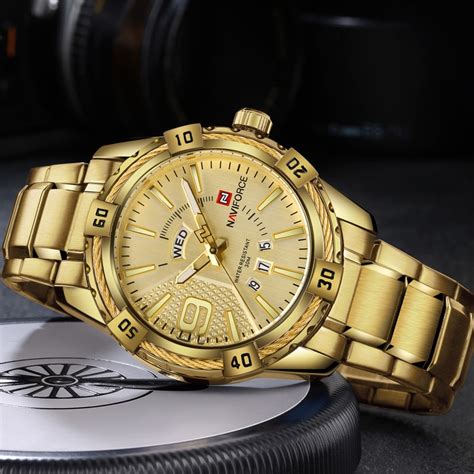Αγορά Άνδρες S ρολόγια Naviforce Luxury Brand Mens Sport Watch Gold