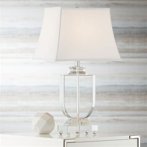 Vienna Full Spectrum Traditional Table Lamp Clear Crystal Urn Tapered Rectangular White Shade