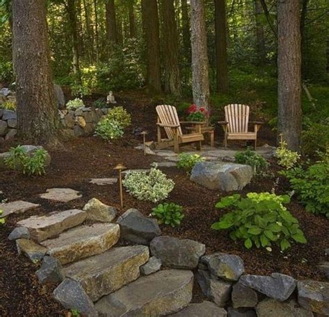 32 The Best Front Yard Landscaping Ideas Sitting Area Wooded Backyard