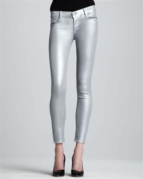 Hudson Jeans Krista Silver Super Skinny Jeans In Metallic Lyst