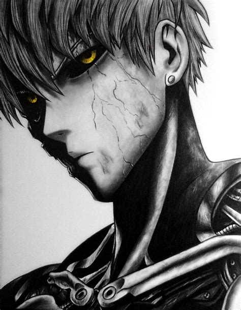 Saitama was away, probably at the grocery store, you didn't know because you barely payed attention to the man, while you and genos were cuddled up on his bed. One Punch Man - Genos | Garou, Dessin