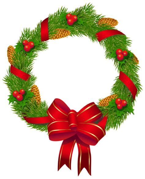 Christmas ornament garland, garland, leaf, christmas decoration png. Christmas Pine Wreath with Red Bow PNG Clipart Image ...