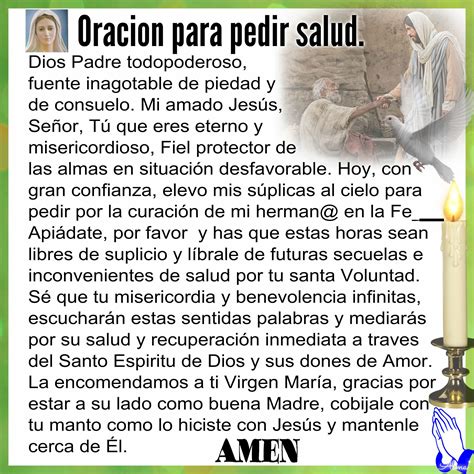 Oración para pedir salud Oraciones para enfermos Oraciones