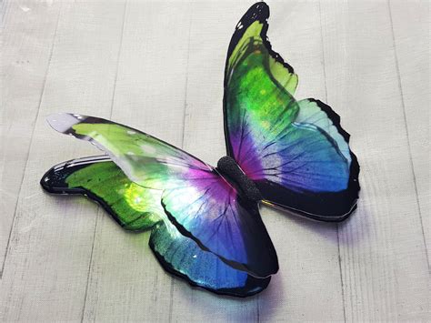 Multicoloured Iridescent Resin Holographic Butterfly Etsy