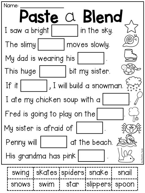 Beginning Blends Writing Worksheet Kindergarten