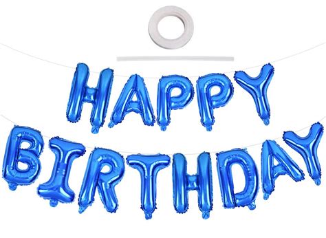 Buy Blue Happy Birthday Balloons Banner 16 Inch Mylar Foil Letters