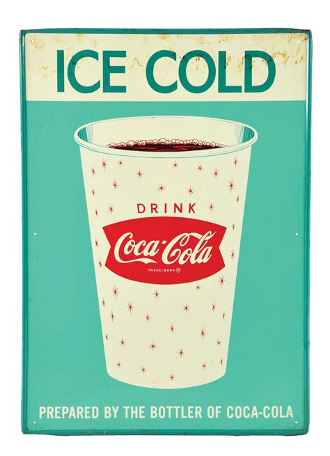 Lot Detail Ice Cold Coca Cola Self Framed Tin Sign W White Paper