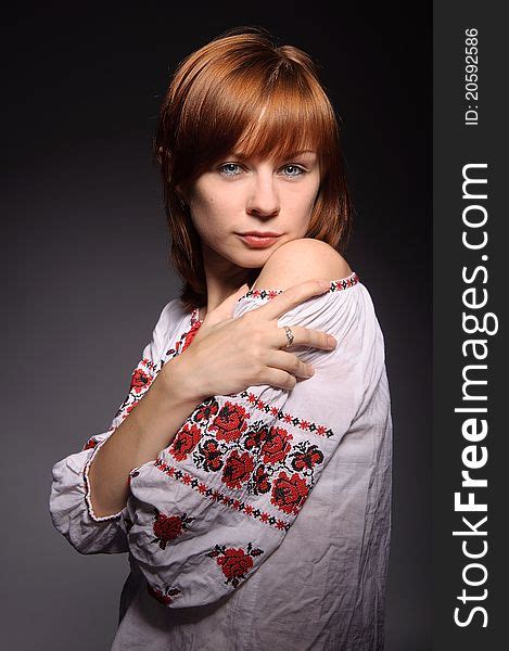 Beautiful Girl In Ukrainian National Costume Free Stock Images
