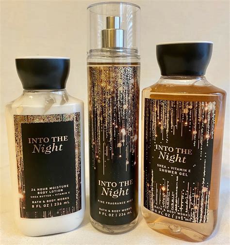Into The Night Bath And Body Works Lotion Shower Gel Wash Spray Mist 3 Pc