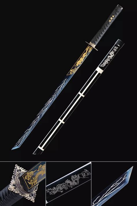 Japanese Straight Sword Handmade Japanese Straight Sword With Blue