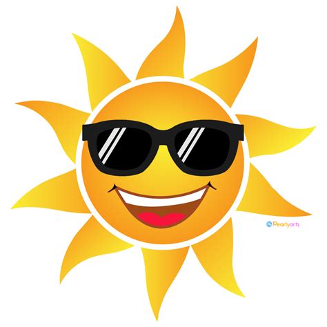 Free Happy Sun With Black Sunglasses Clipart Pearly Arts