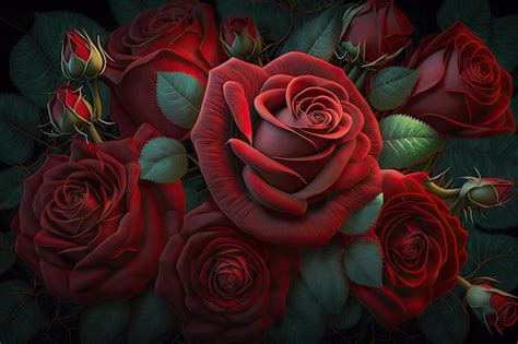 Premium Photo Vibrant Red Roses For Valentines Day A Hyperrealistic