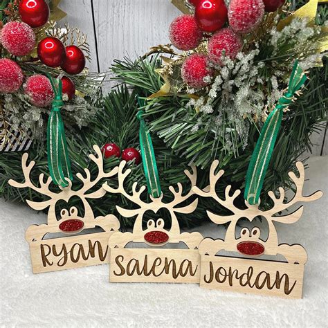 Personalized Reindeer Wooden Custom Name Christmas Decoration