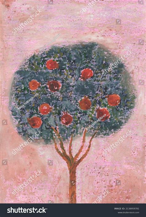 Watercolor Painting Pomegranate Tree Illustration ภาพประกอบสต็อก