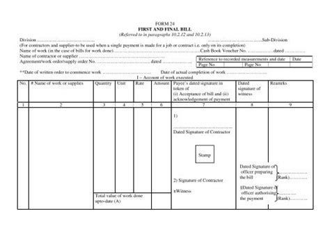 Form 24 First And Final Bill Referred To In