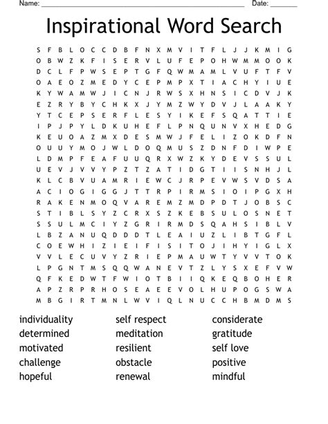Motivational Word Search Printable