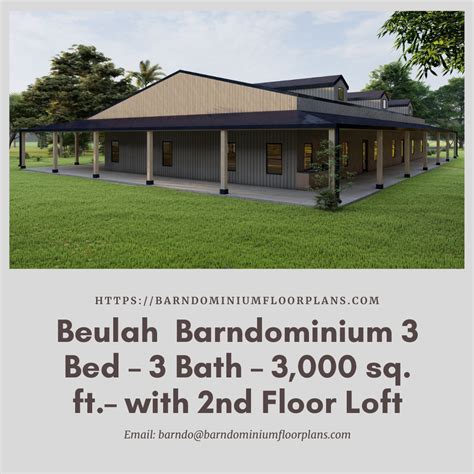 Beulah Barndominium 3d Rendering 3000 Sqft With Second Floor Loft