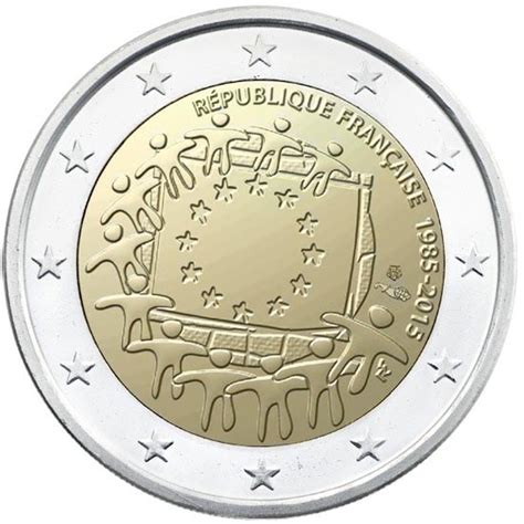 €2 Commemorative Coin France 2015 30 Years Of The European Unions Flag