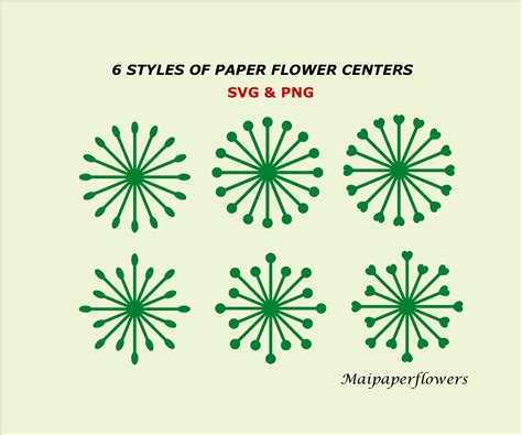 Paper Flower Centers, Flower Center Template, Paper Flower Center Template, Paper Flower Stam ...