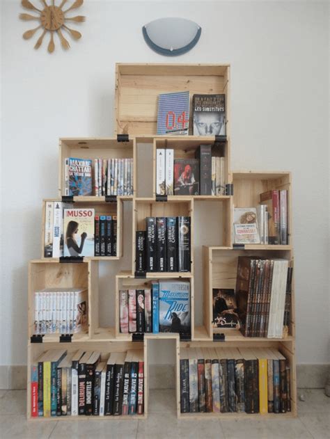 Bookcase or room divider mid century shadowbox style in cherry, oak, mahogany or black walnut hardwoods. DIY Wooden Crate Ideas for Rustic Home Decor