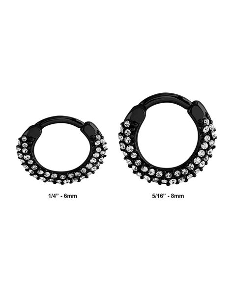18g and 16g are the two most common starting septum ring sizes; Black 316L Surgical Steel Hinged Septum Clicker Choose ...