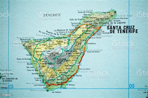 Tenerife mapa map of tenerife, santa cruz de tenerife: Vintage Mapa De Tenerife Foto de stock y más banco de ...