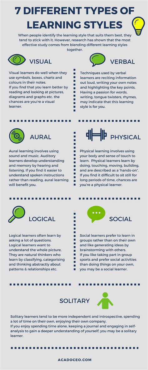 7 Different Types Of Learning Styles Infographic When People Identify